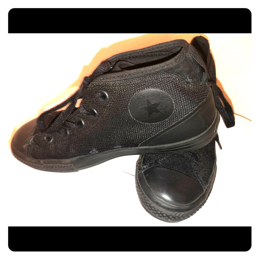 Converse all black kids mid top sneakers